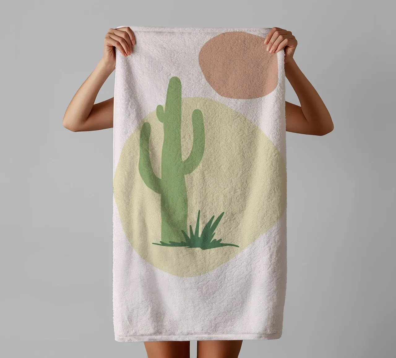 minimal geometry desert plant towel by Creaton