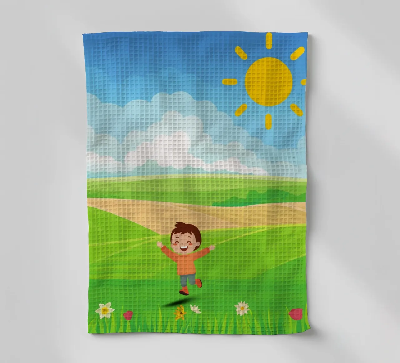 happy child daytime tea towel by Creaton
