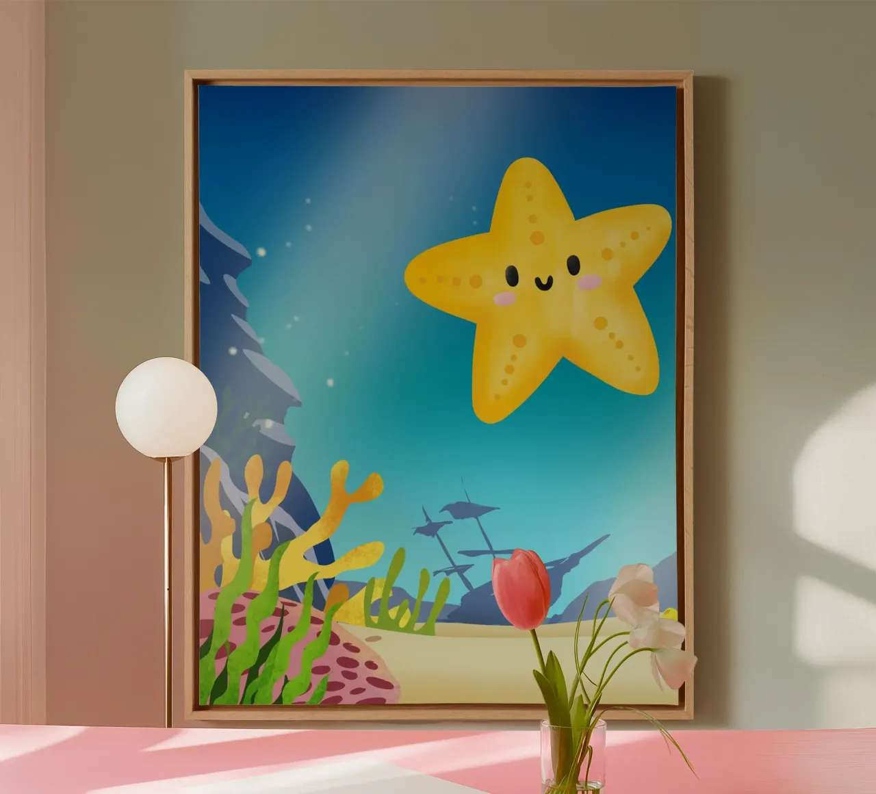 onderwater zeesterren canvas met Baklijst van Creaton