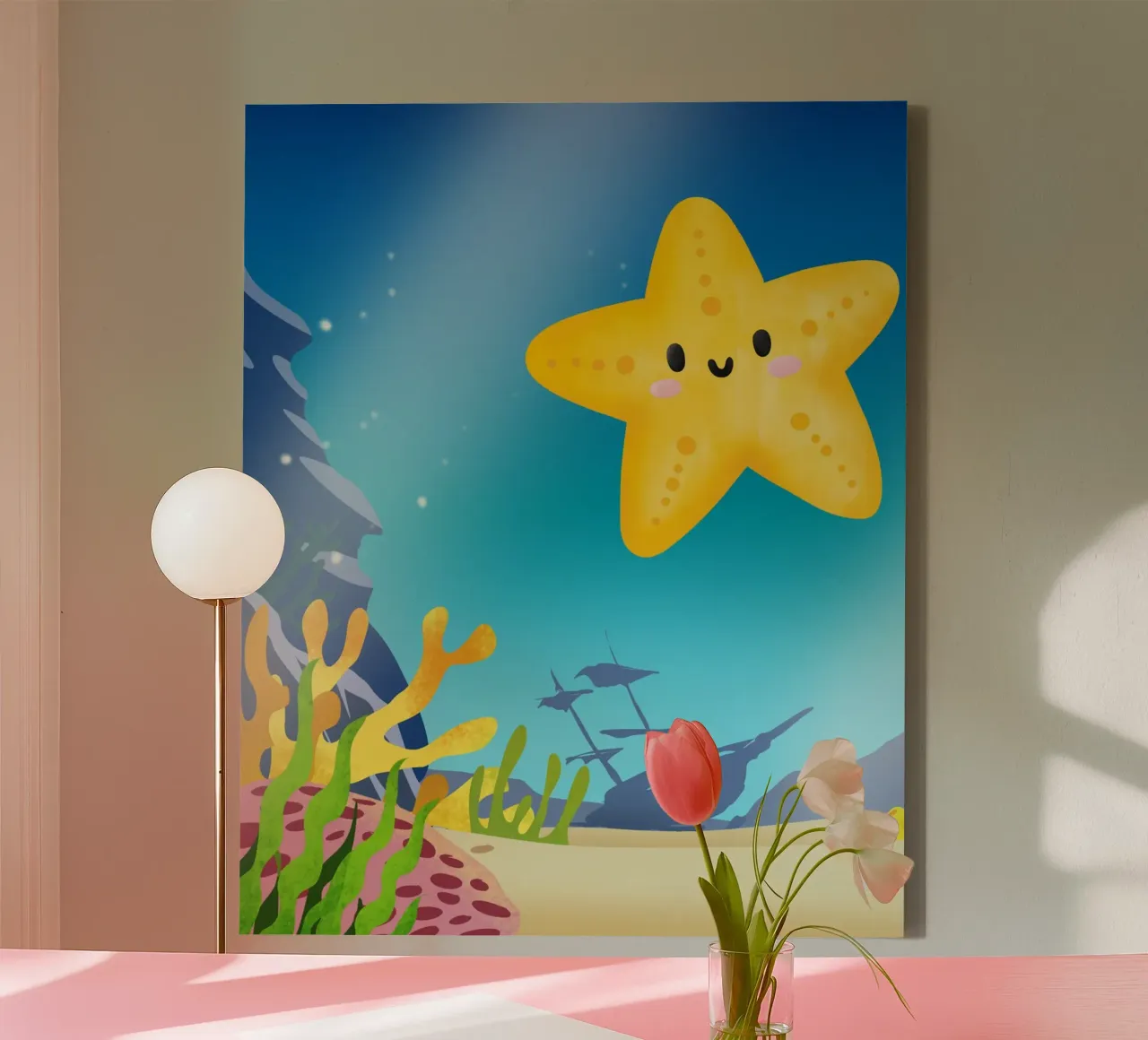 onderwater zeesterren canvas met Baklijst van Creaton