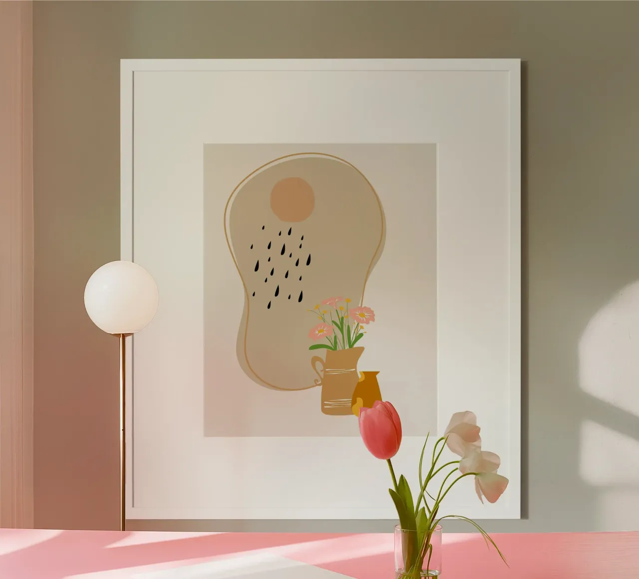 brocca di petali poster con telaio in legno da Creaton