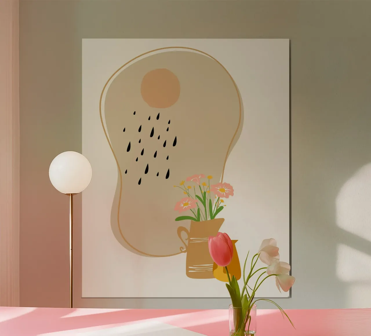 brocca di petali poster con telaio in legno da Creaton