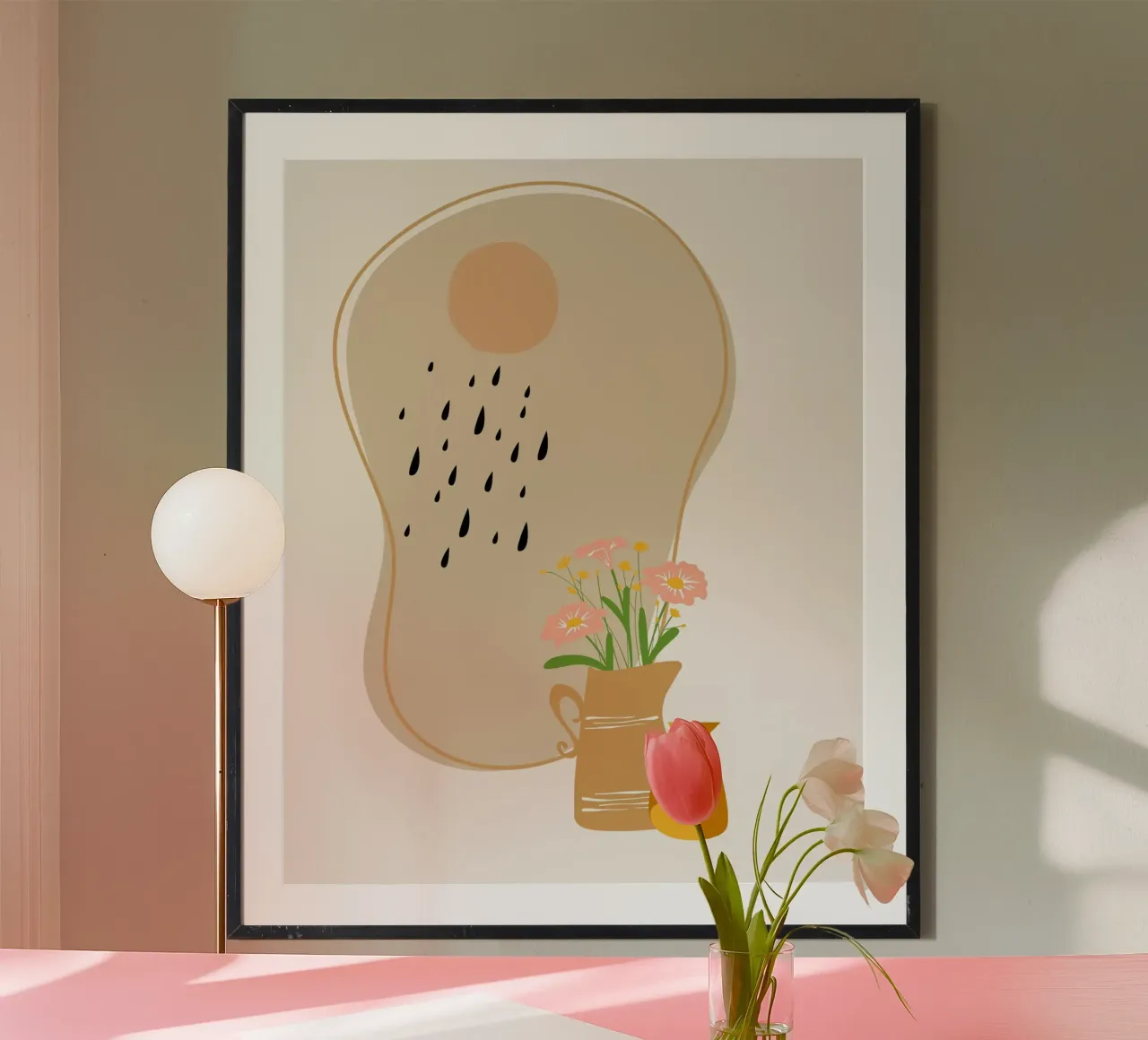 brocca di petali poster con telaio in legno da Creaton