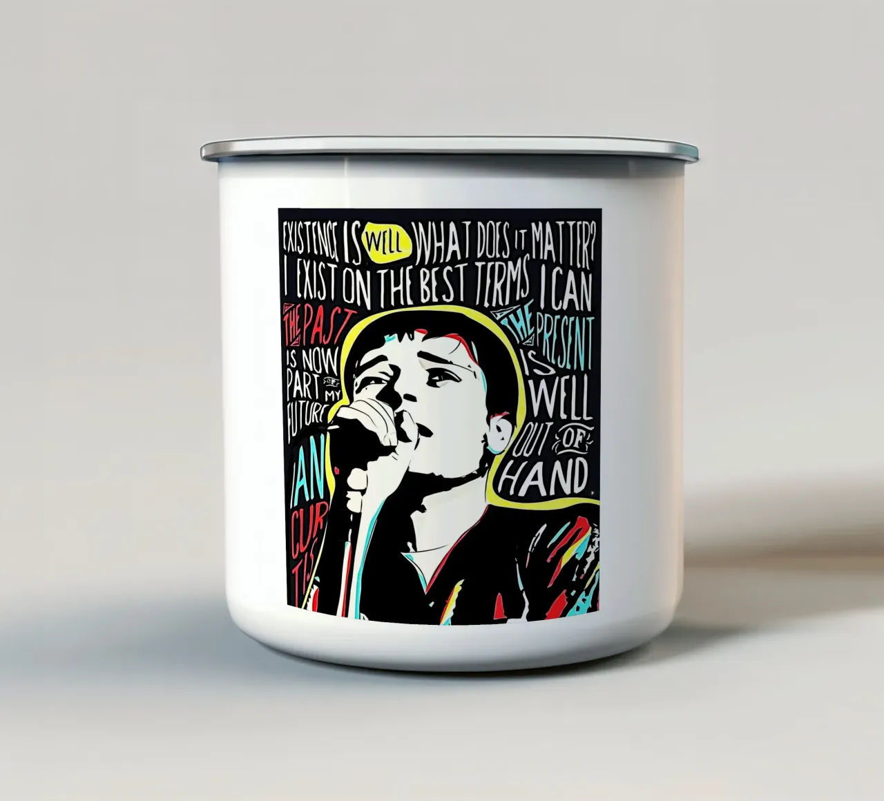 Ian Curtis Joy Division Arte tazza in smalto da music soul