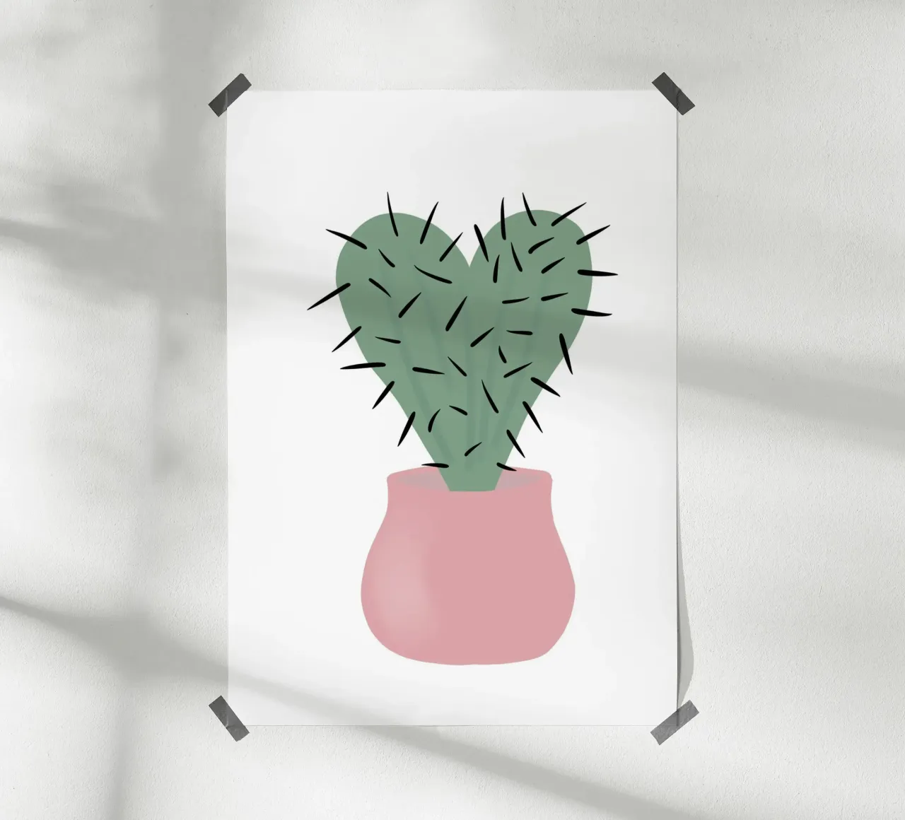 Poster rosa Hello Cute Cactus carta hahnemühle da Mint Illustrations Pastels