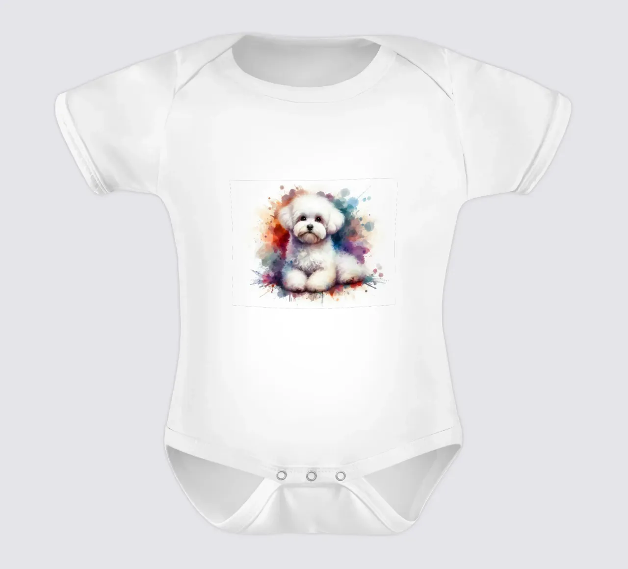 Cane bichon maltese in acquerello body neonato maniche corte da 🥝 KIWI STORE