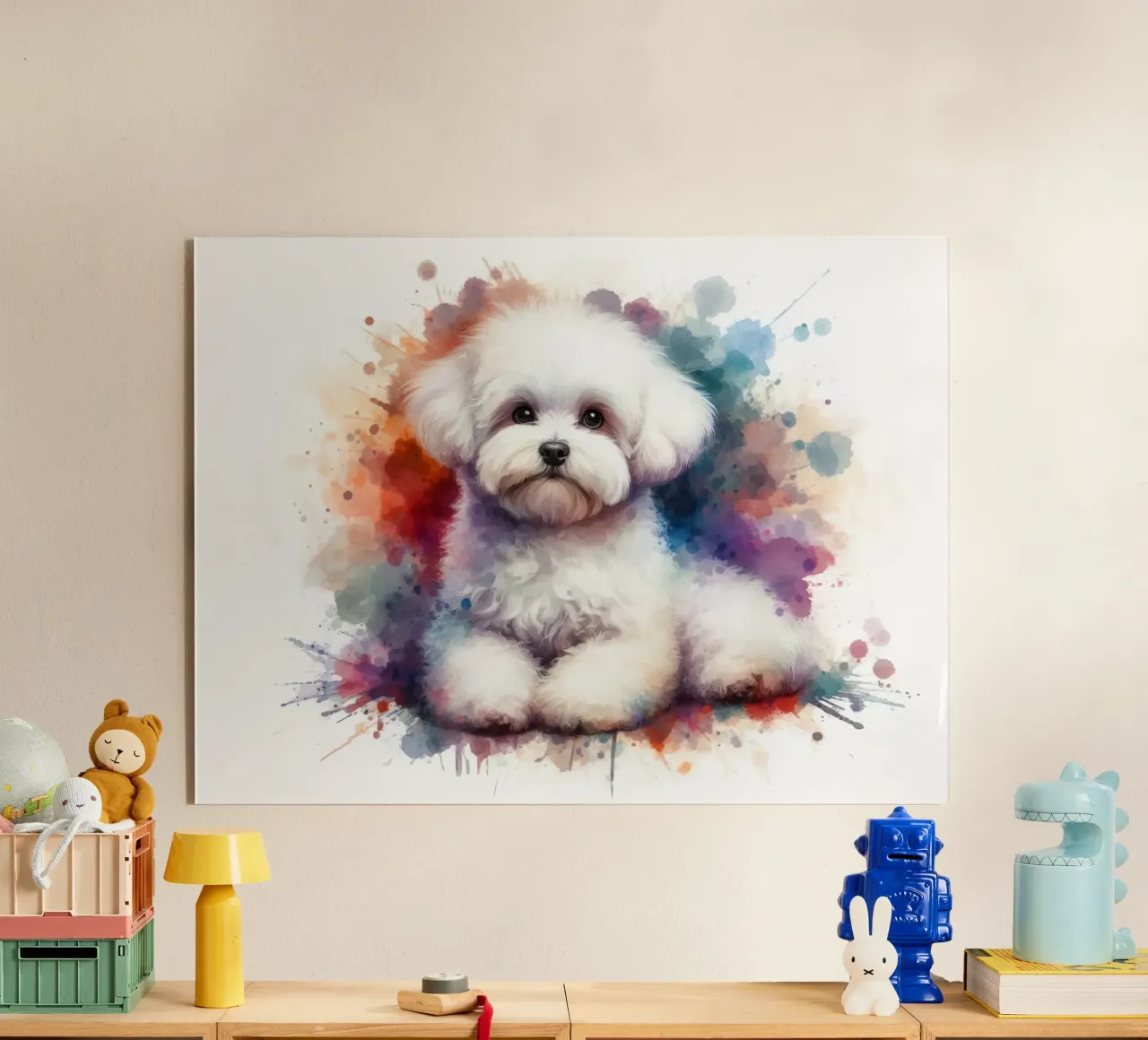 Cane bichon maltese in acquerello plexiglass da 🥝 KIWI STORE