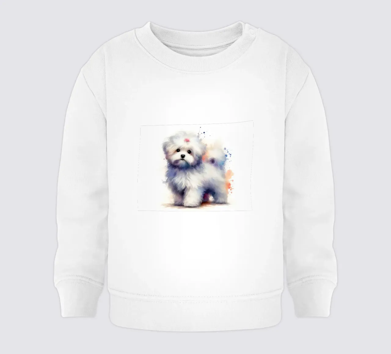 Ritratto di cucciolo maltese ad acquerello felpa neonato da 🥝 KIWI STORE
