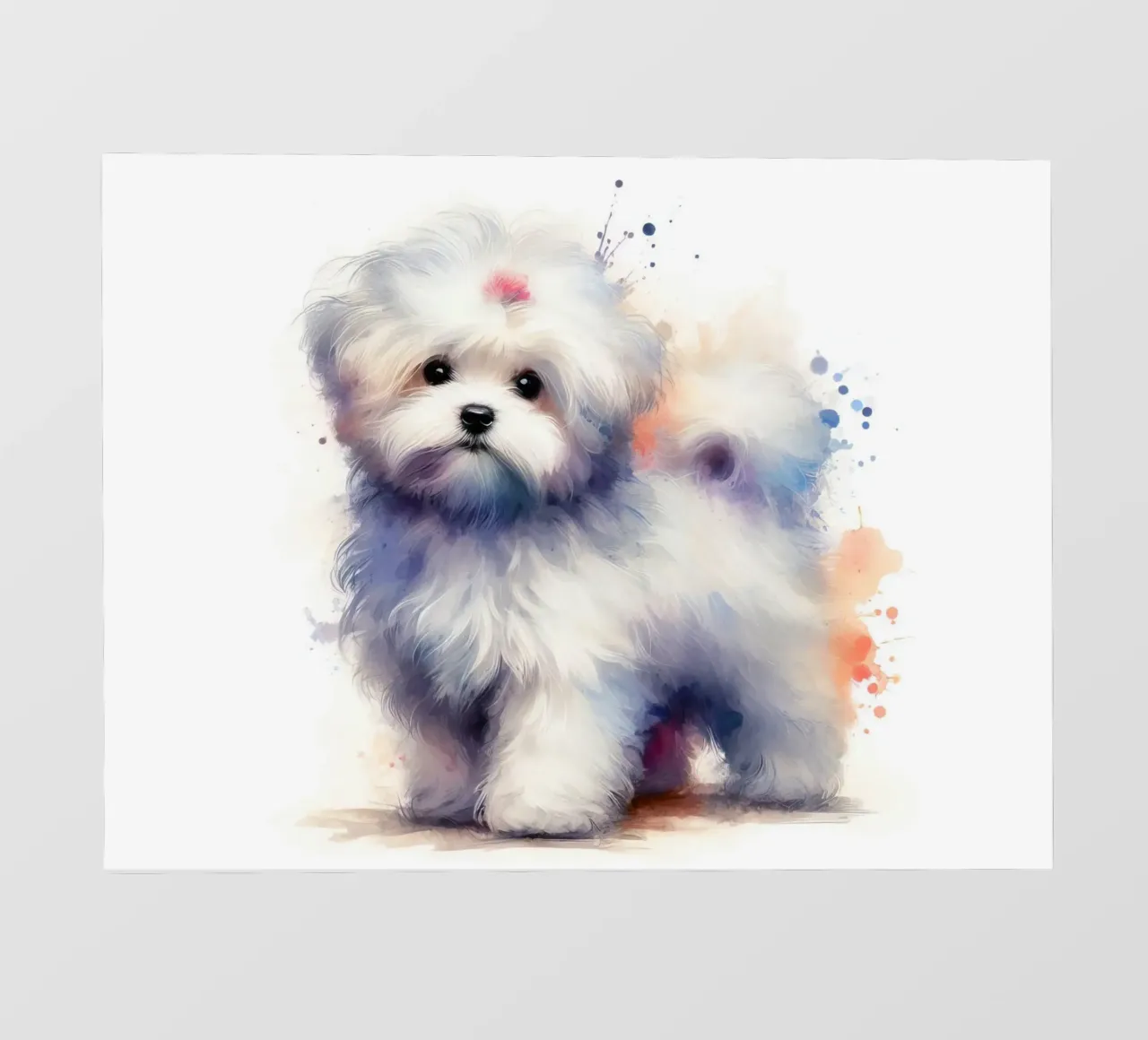 Ritratto di cucciolo maltese ad acquerello telo in pvc da 🥝 KIWI STORE