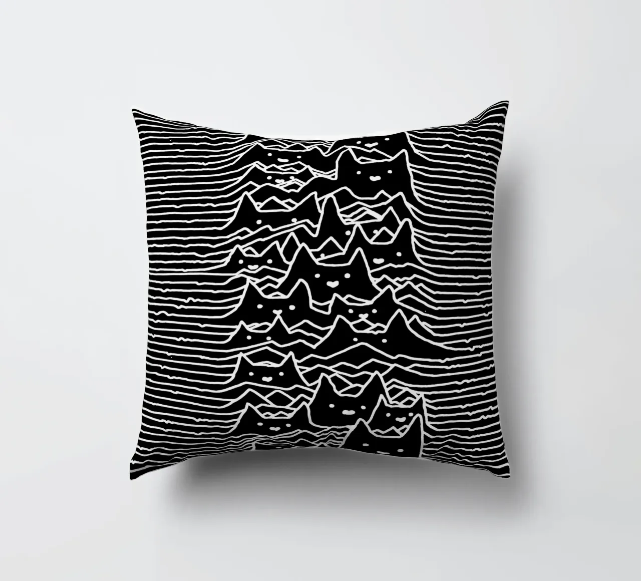 Cats And Waves Joy Division Art decorative cushion by music soul