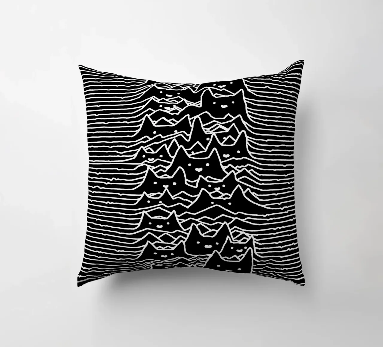 Cats And Waves Joy Division Art decorative cushion by music soul