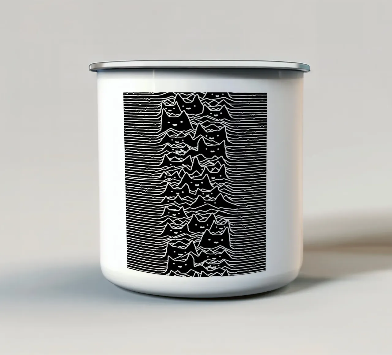 Gatti e onde Joy Division Arte tazza in smalto da music soul