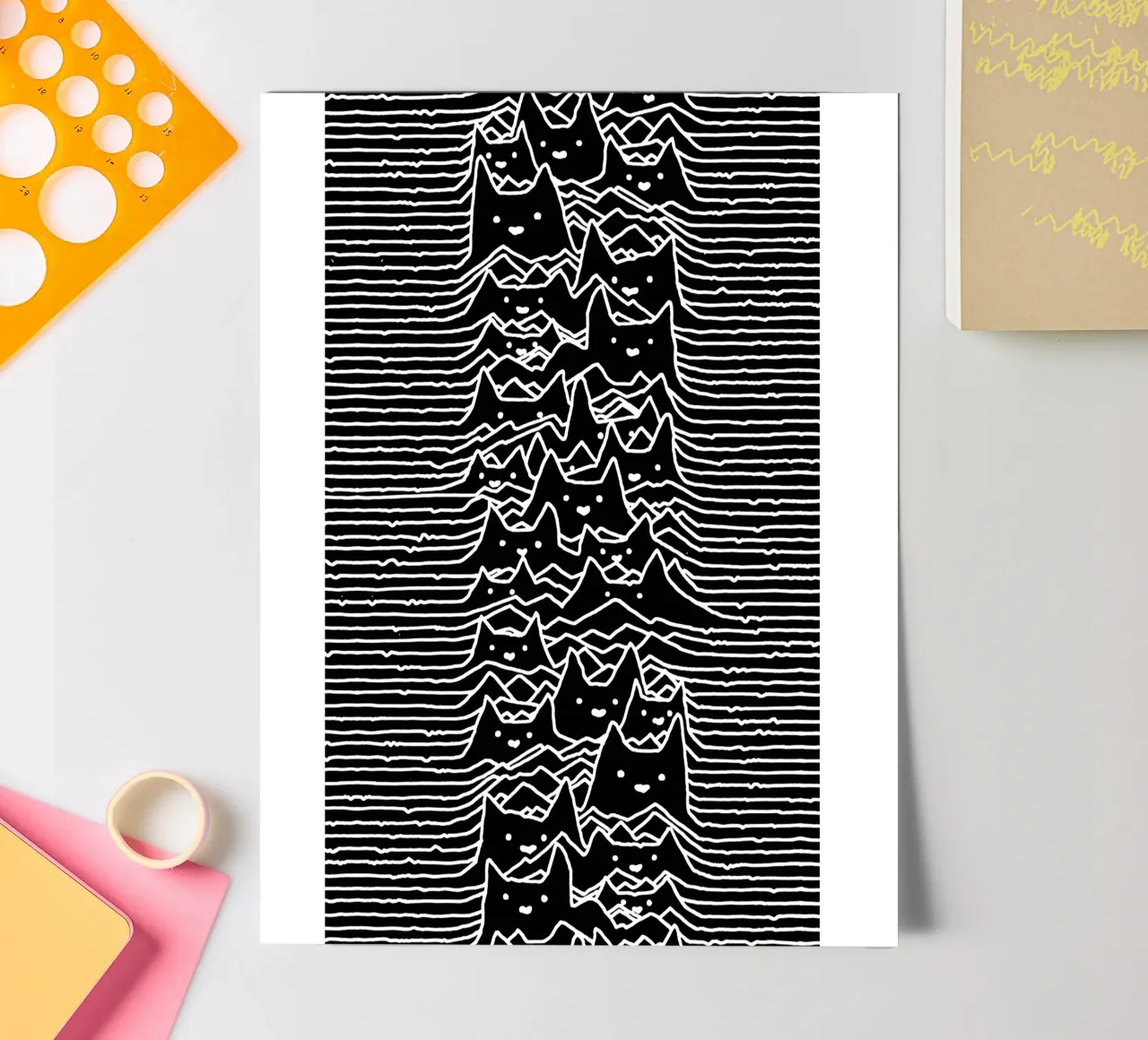 Cats And Waves Joy Division Art sticker sheet by music soul