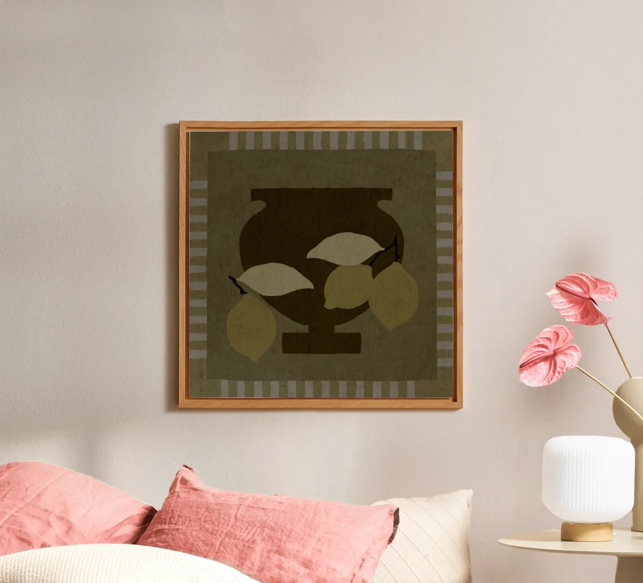 Still Life with Vase and Lemons III forex plate by Shatha Al Dafai