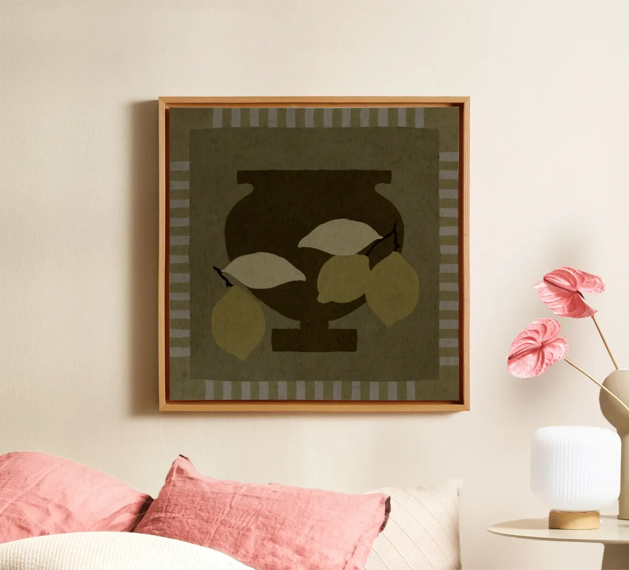 Still Life with Vase and Lemons III canvas by Shatha Al Dafai