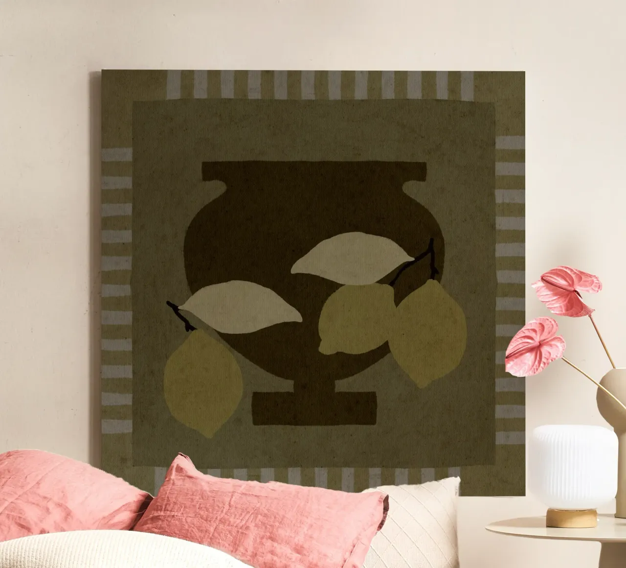 Still Life with Vase and Lemons III canvas by Shatha Al Dafai