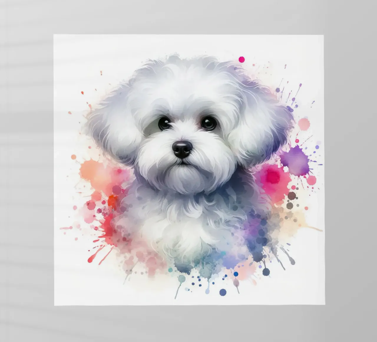 Ritratto di cucciolo maltese ad acquerello pellicola backlit da 🥝 KIWI STORE