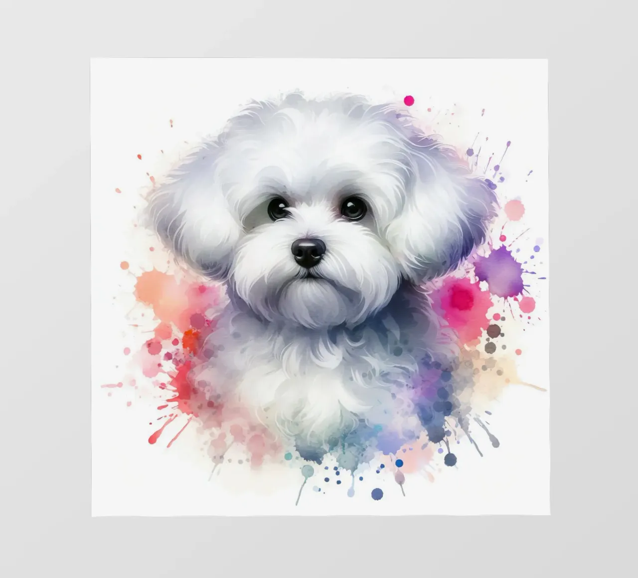 Ritratto di cucciolo maltese ad acquerello pellicola backlit da 🥝 KIWI STORE