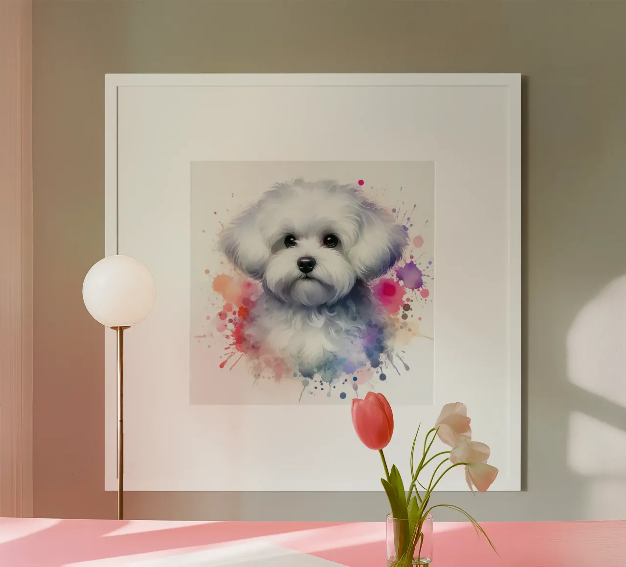 Ritratto di cucciolo maltese ad acquerello carta hahnemühle da 🥝 KIWI STORE