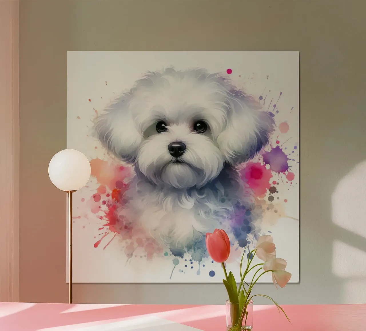 Ritratto di cucciolo maltese ad acquerello carta hahnemühle da 🥝 KIWI STORE