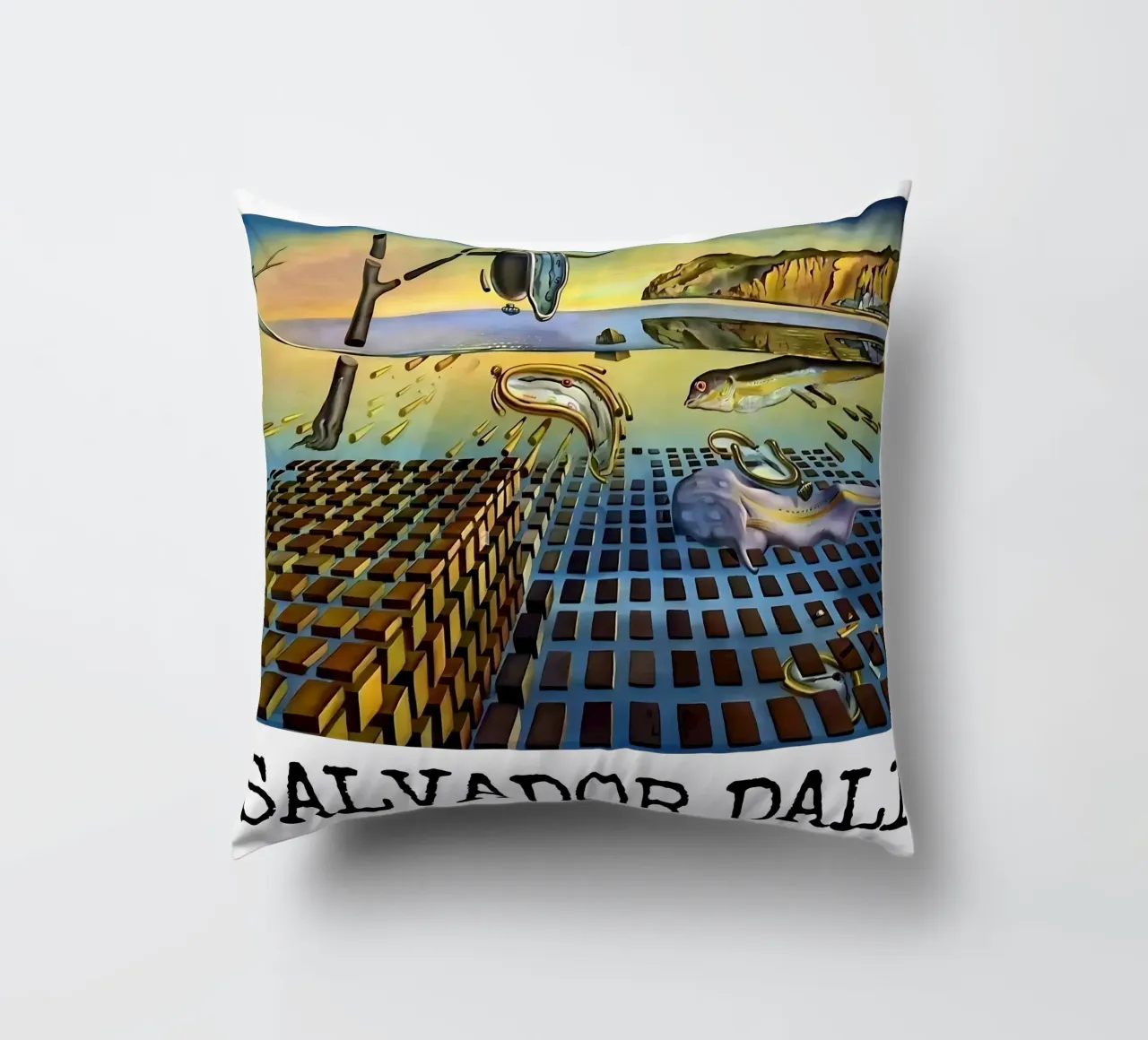 The Disintegration of the Persistence of Memory decorative cushion by careytowne1