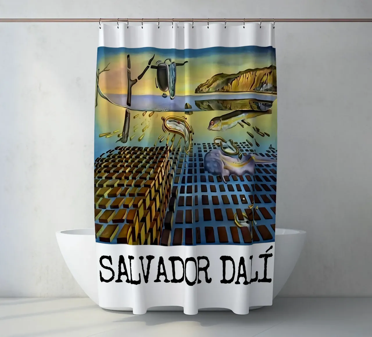 The Disintegration of the Persistence of Memory shower curtain by careytowne1