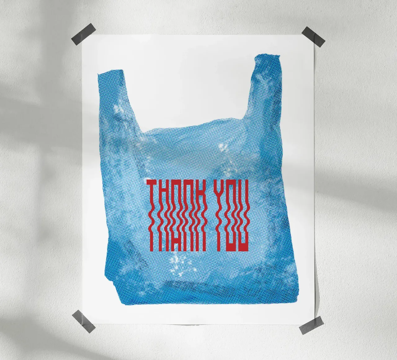 sac de courses en plastique vintage thank you poster avec cadre en plastique de morphinaeblue