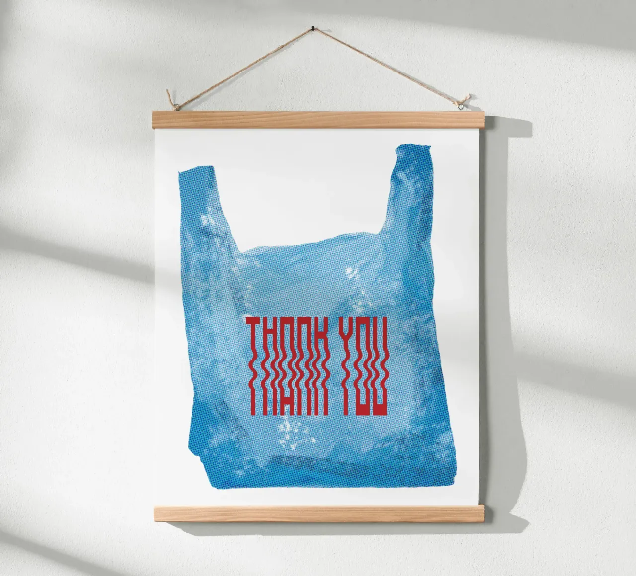 sac de courses en plastique vintage thank you poster avec cadre en plastique de morphinaeblue