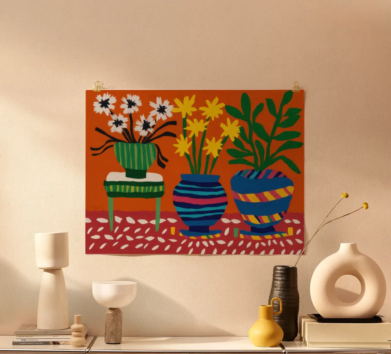 Fiori da tavola cremisi poster da Lune Dreams