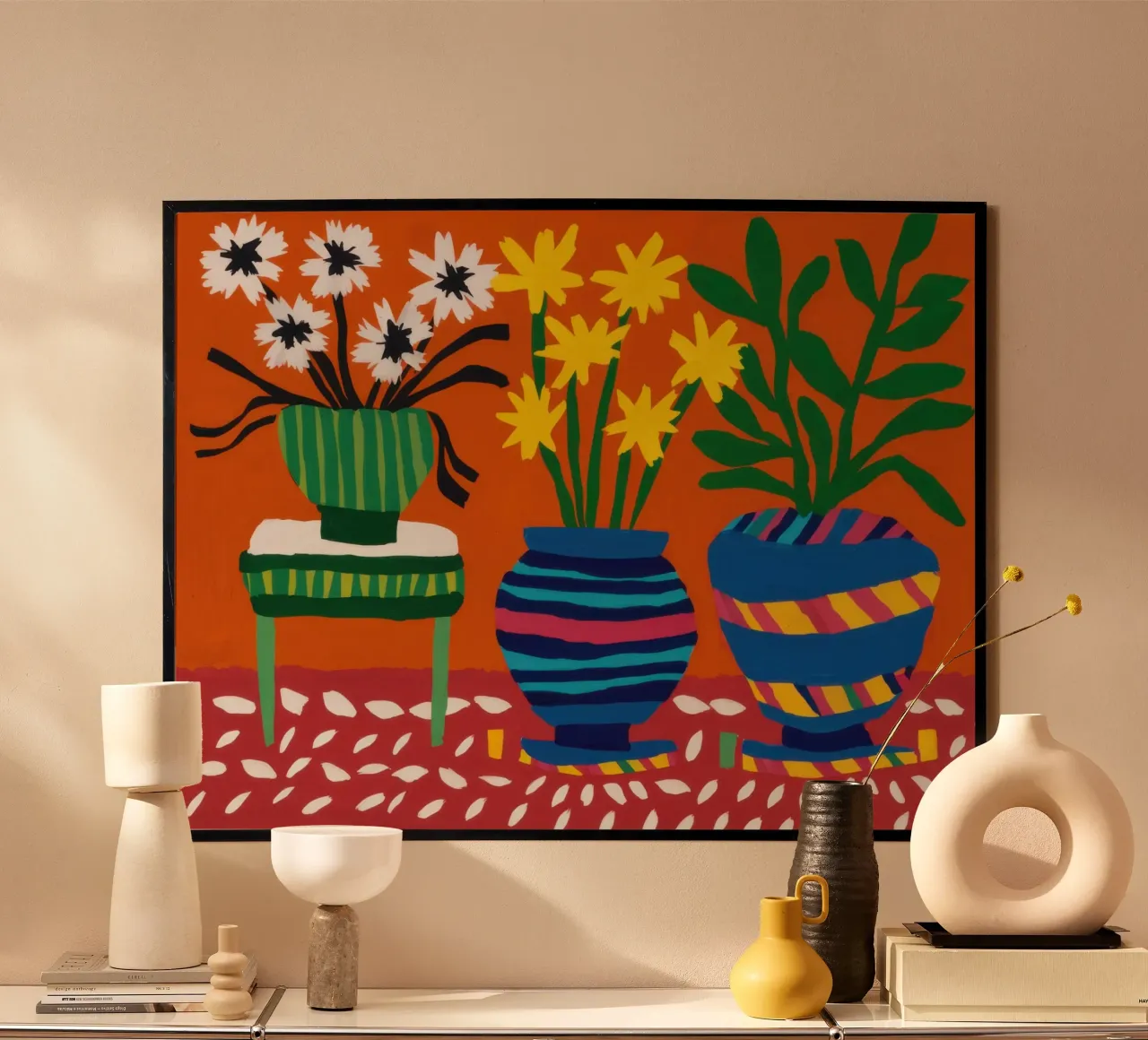 Fiori da tavola cremisi poster da Lune Dreams
