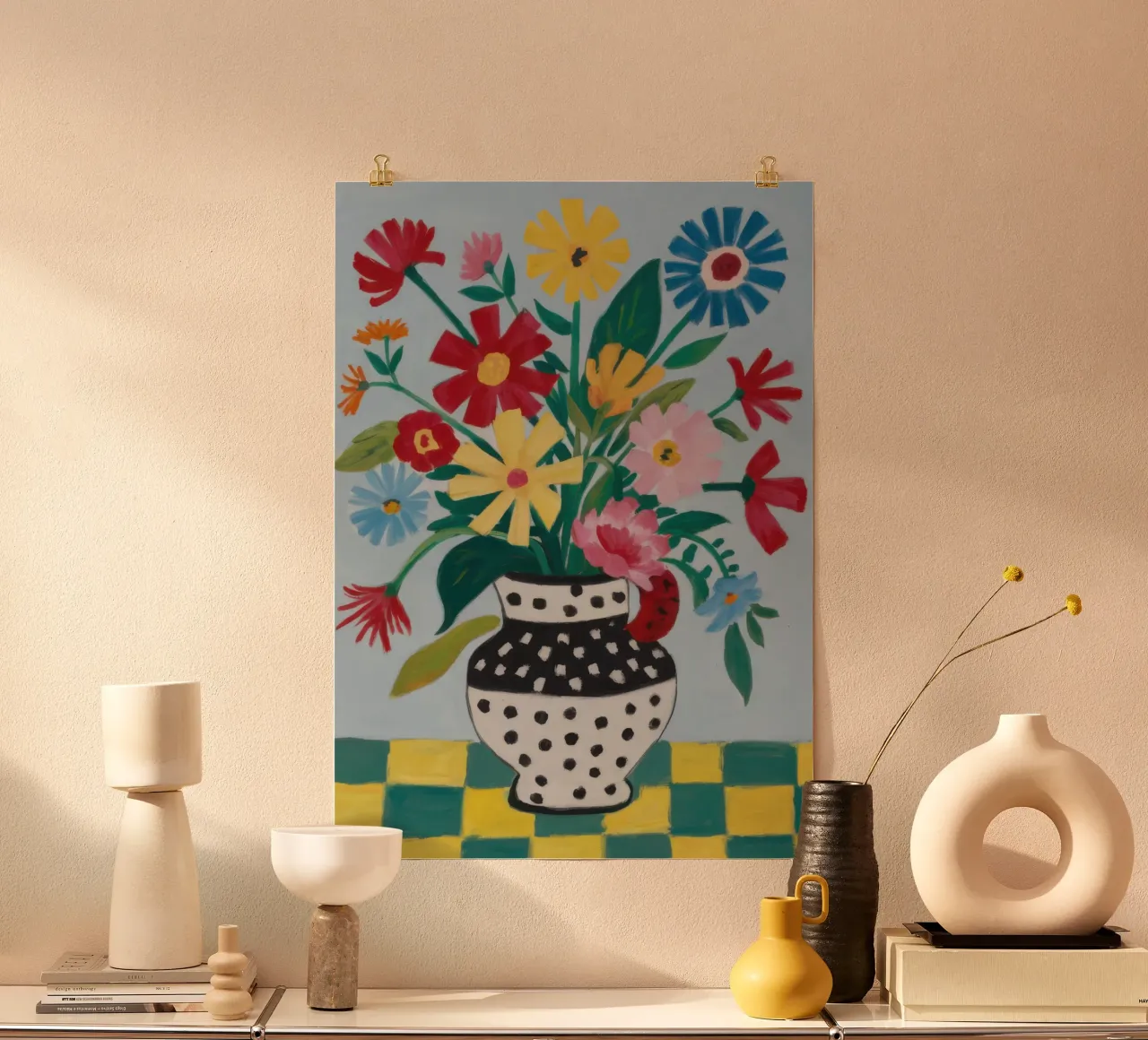 Vaso maculato Medley poster con telaio in legno da Lune Dreams