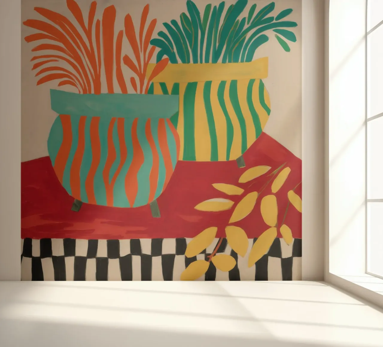 Checkered Table Tropics photo wallpaper by Lune Dreams