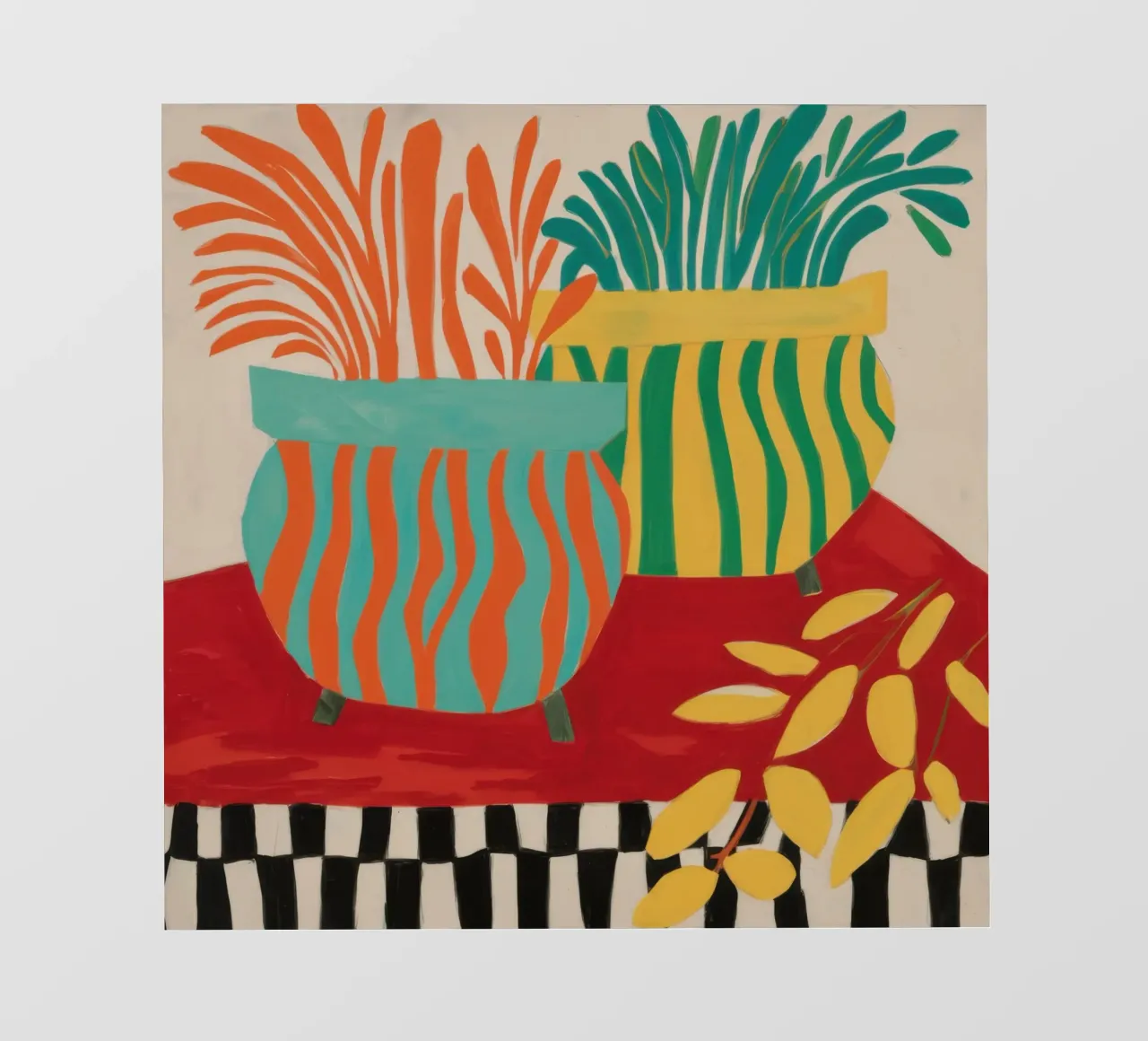 Checkered Table Tropics photo wallpaper by Lune Dreams