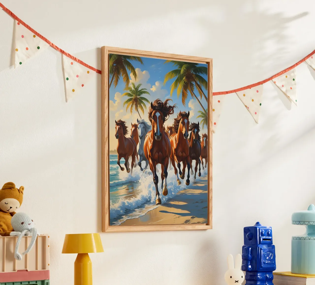 Pferde am Palmenstrand plexiglass da Poster Dreams