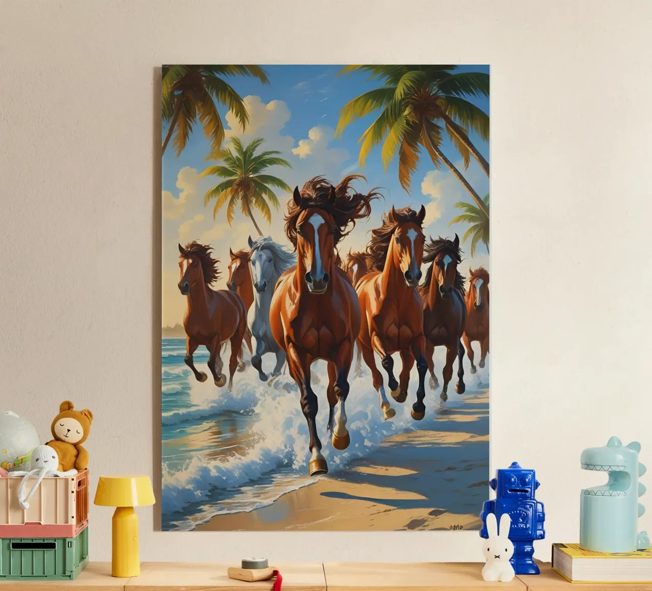 Pferde am Palmenstrand plexiglass da Poster Dreams