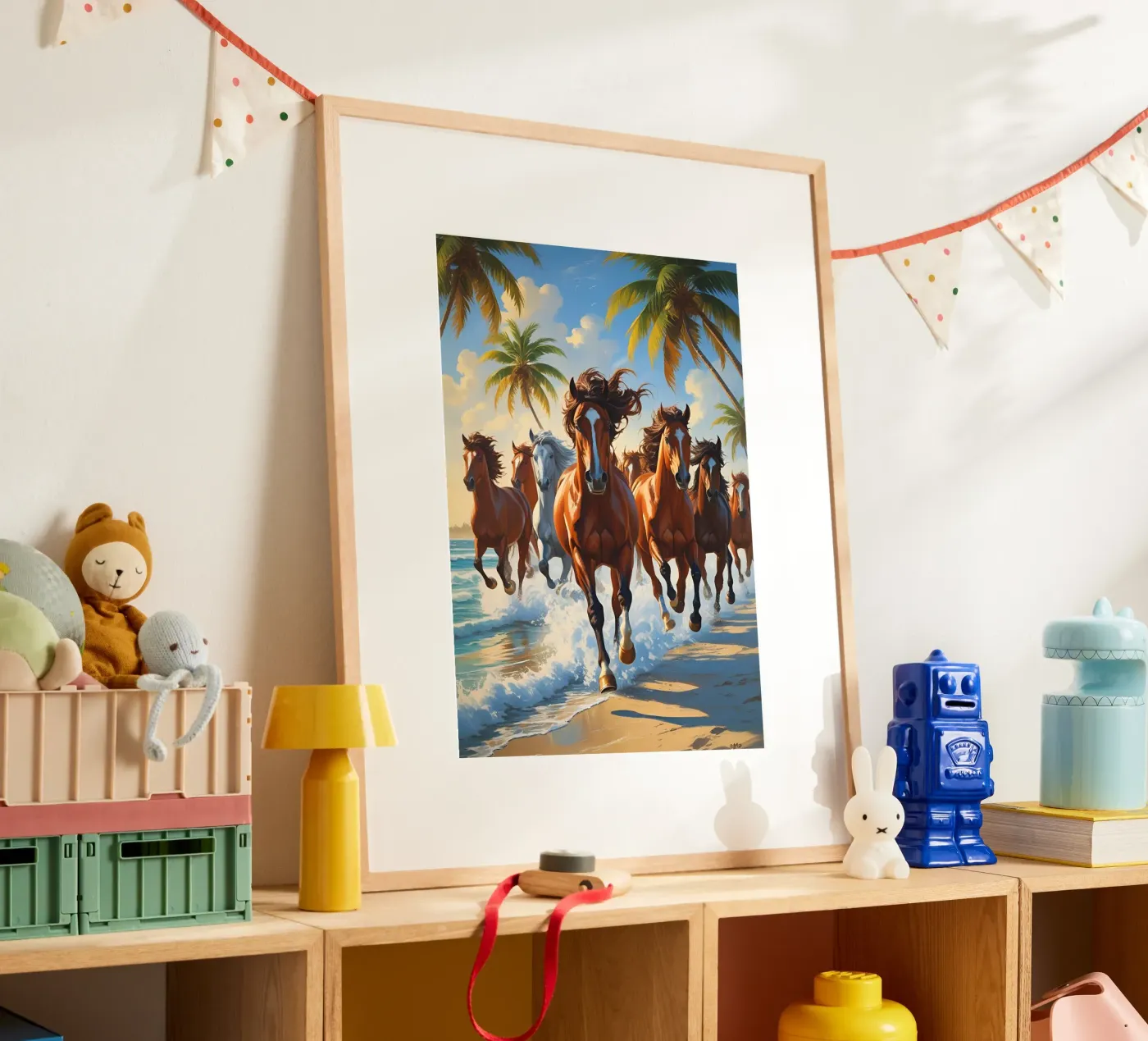 Pferde am Palmenstrand poster da Poster Dreams