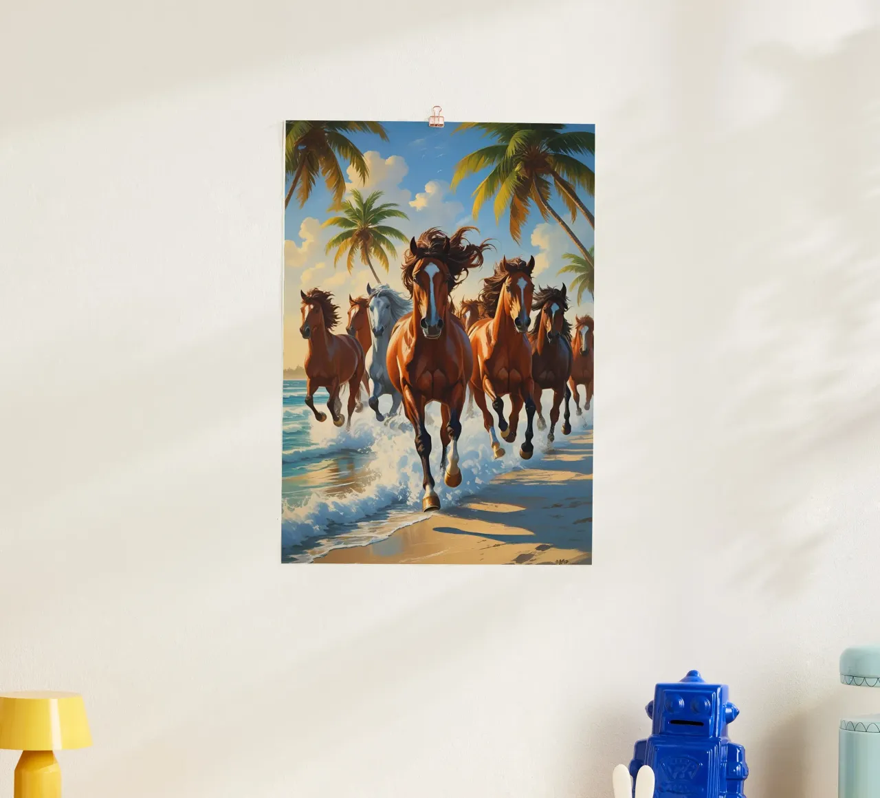 Pferde am Palmenstrand carta hahnemühle da Poster Dreams
