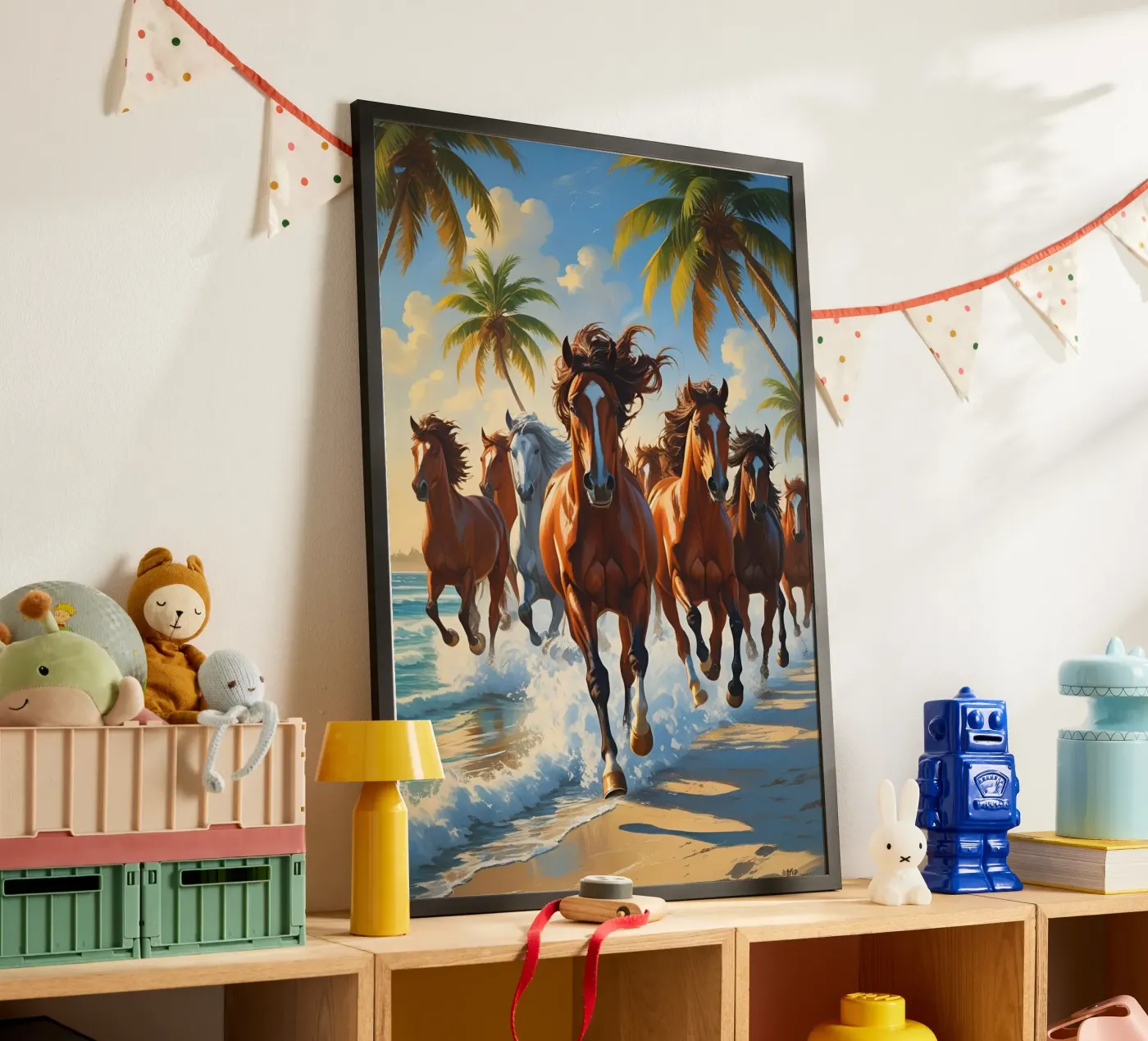 Pferde am Palmenstrand poster da Poster Dreams