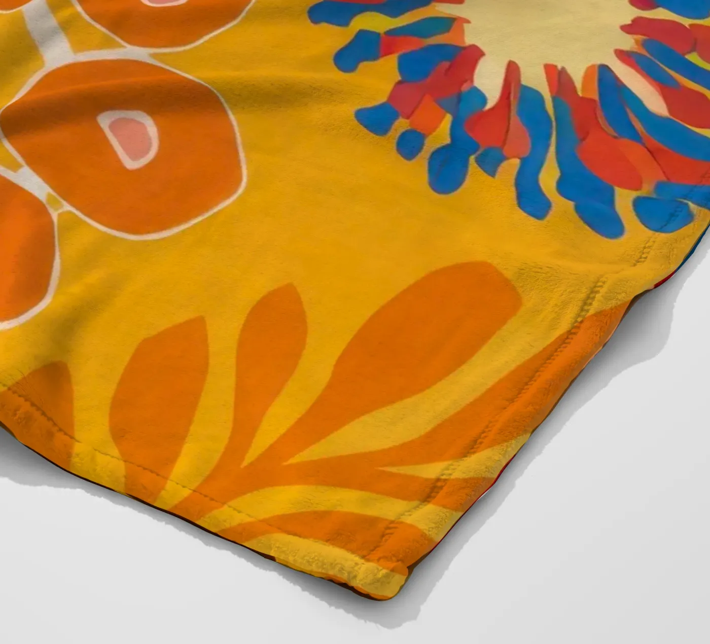 Orange Patterned Bloom fleece blanket by Lune Dreams