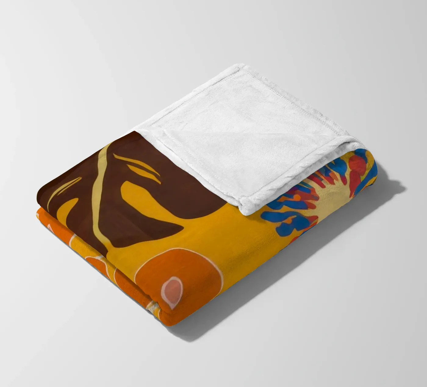 Orange Patterned Bloom fleece blanket by Lune Dreams