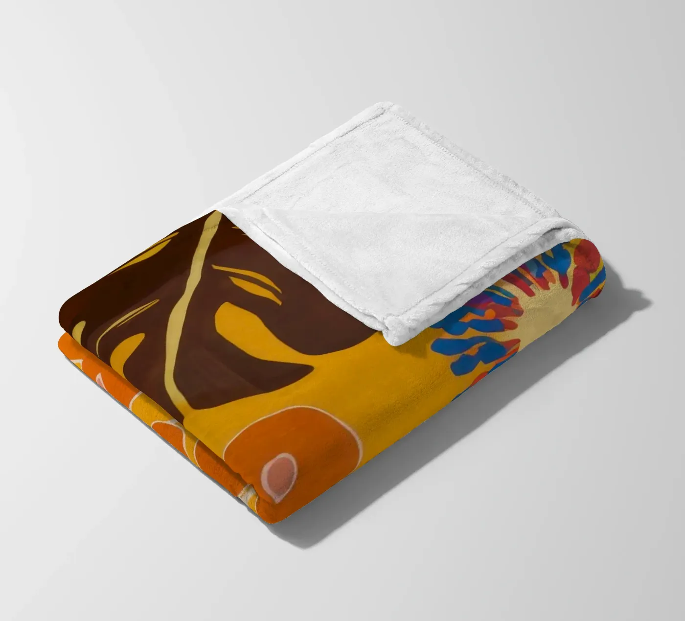 Orange Patterned Bloom fleece blanket by Lune Dreams