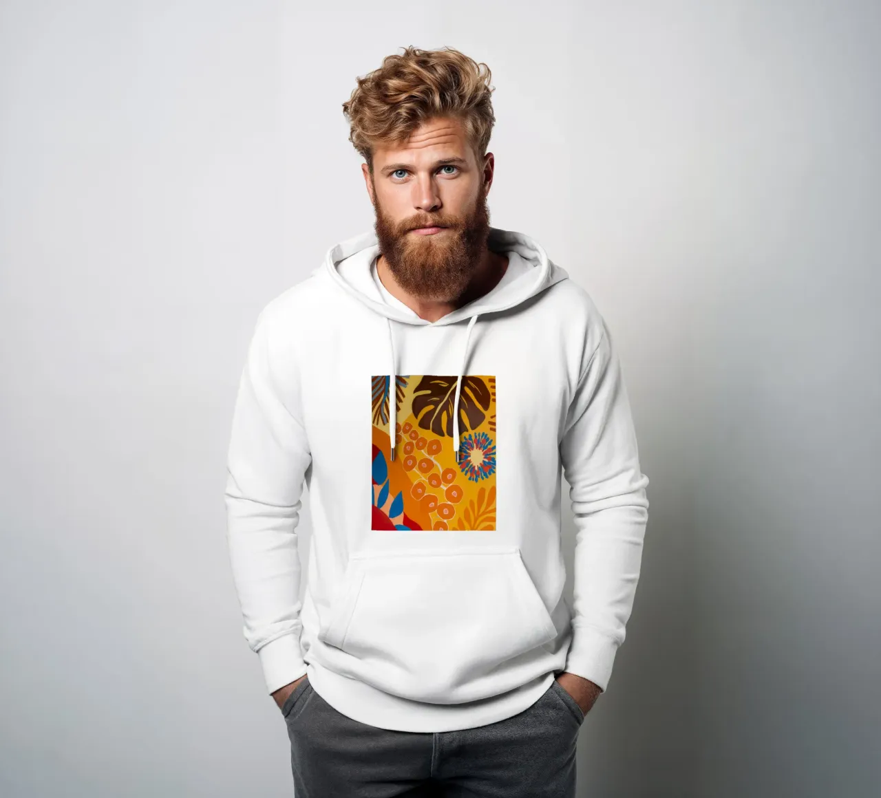 Fiore a motivi arancioni felpa con cappuccio da Lune Dreams