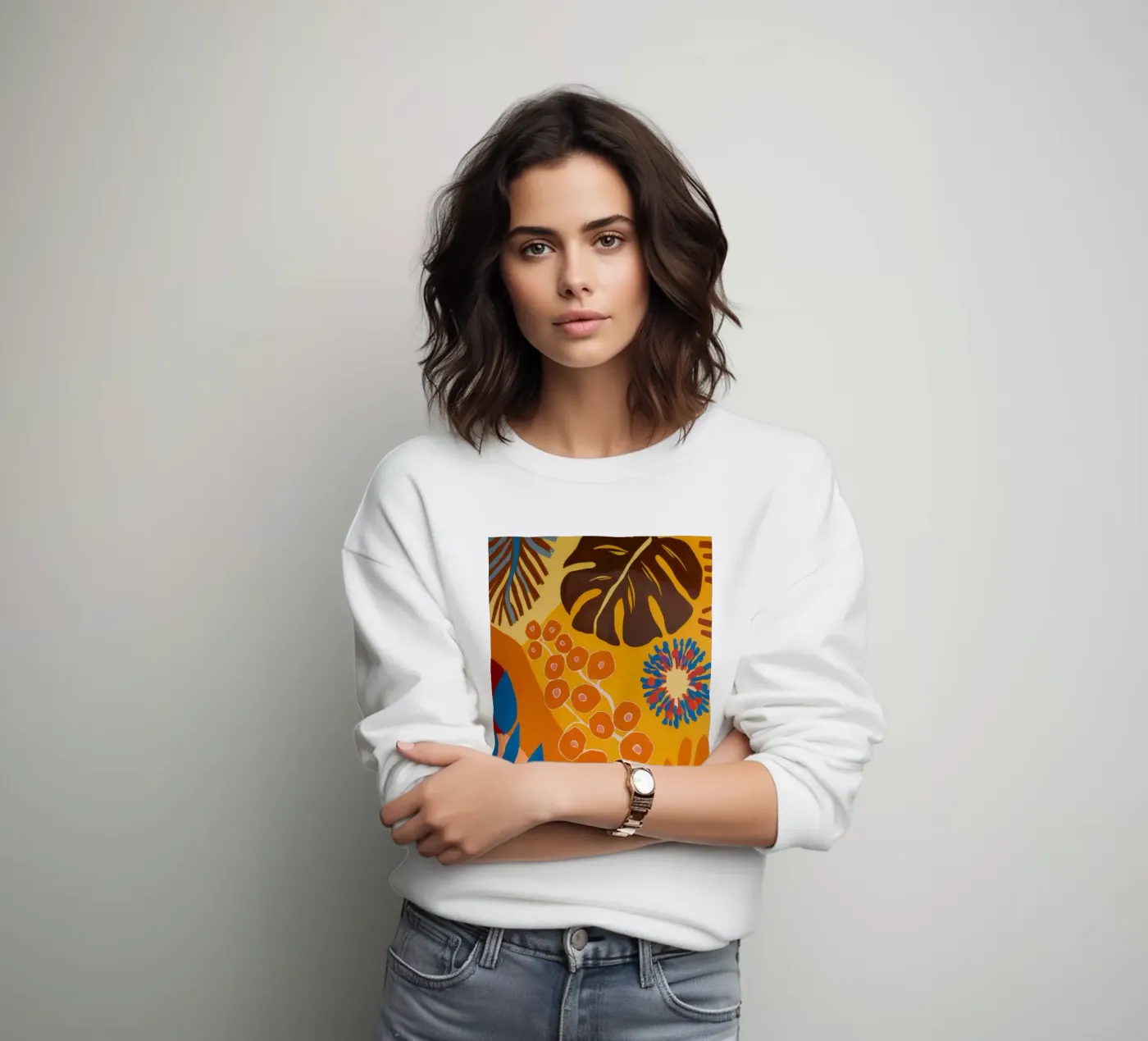 Orange Patterned Bloom felpa da Lune Dreams