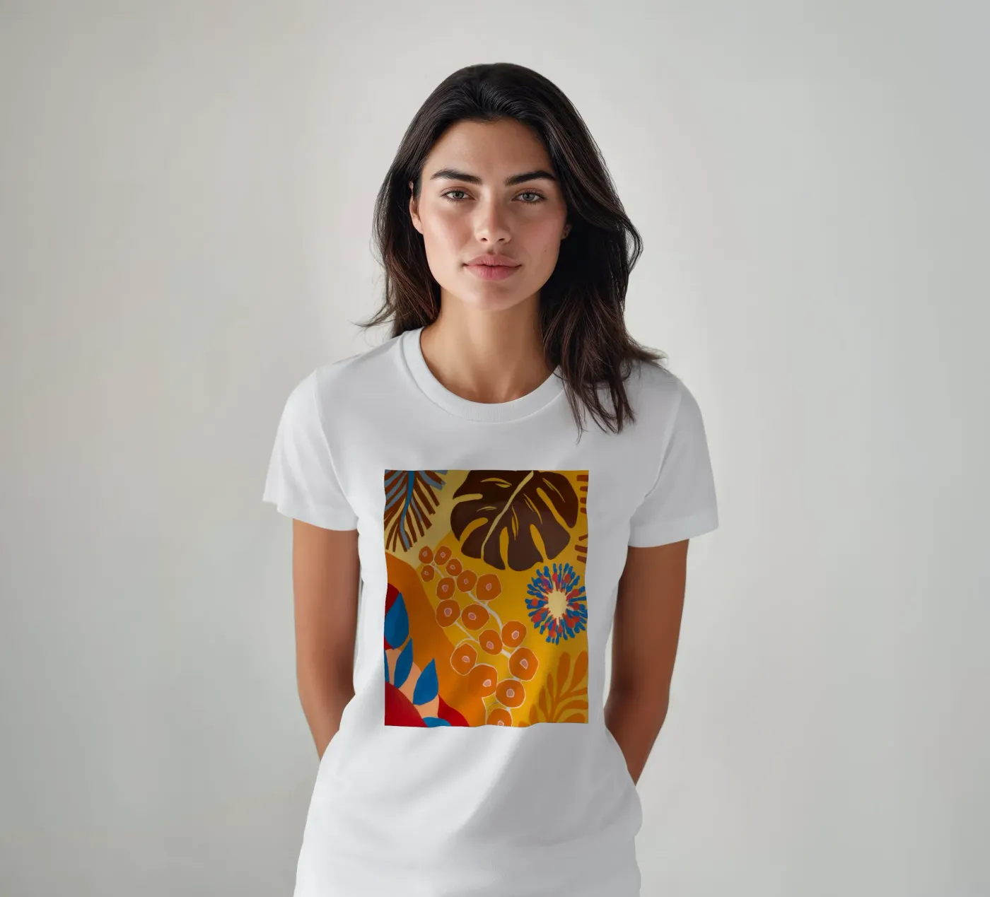 Orange Patterned Bloom t-shirt by Lune Dreams