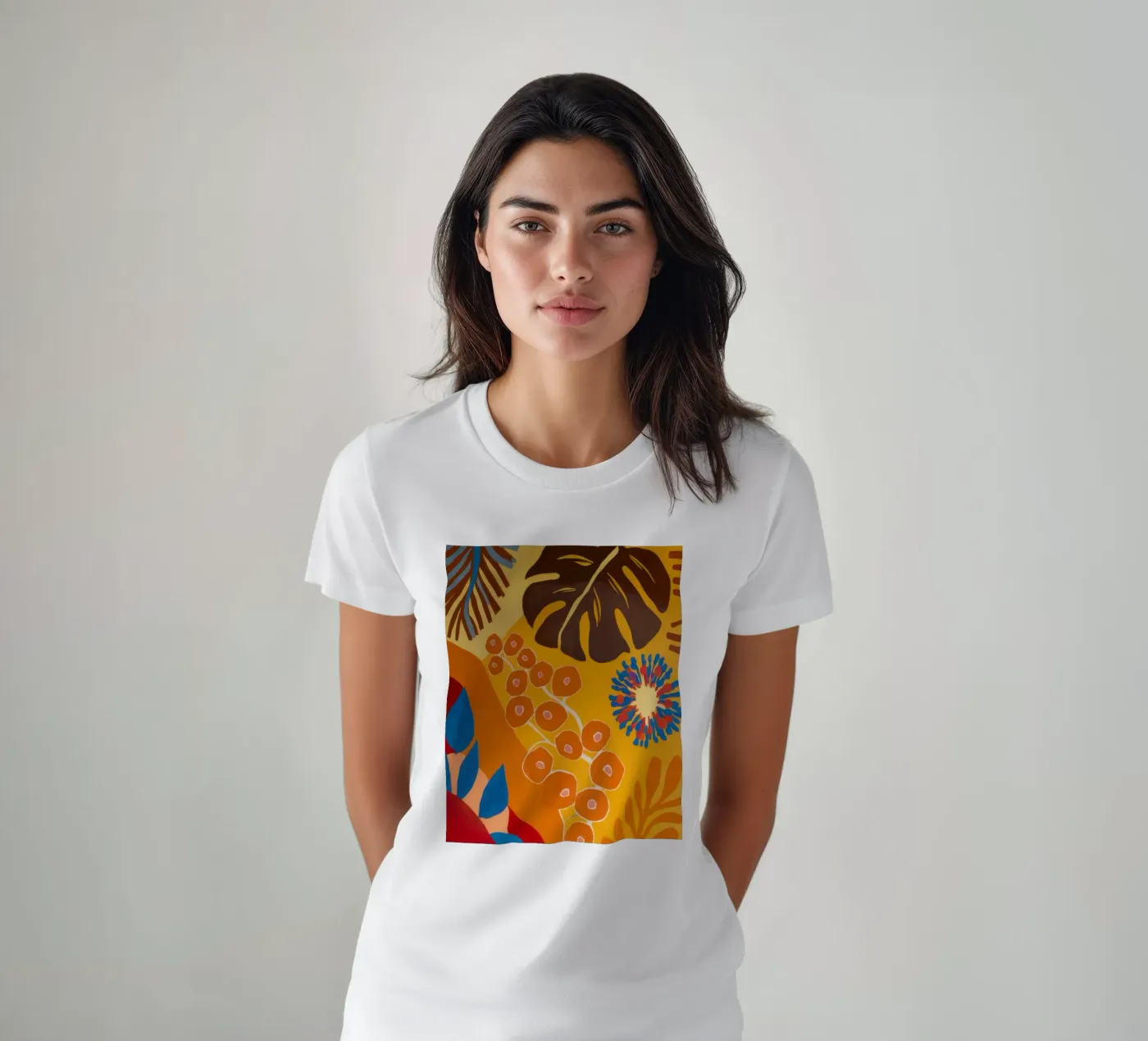 Orange Patterned Bloom t-shirt by Lune Dreams