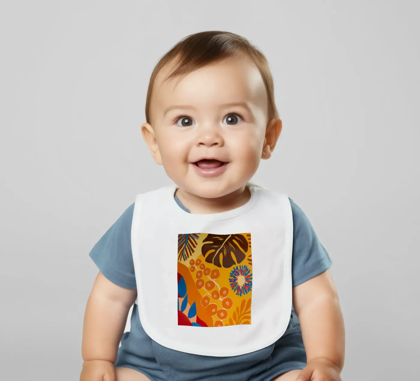 Orange gemusterte Blüte Babylätzchen von Lune Dreams