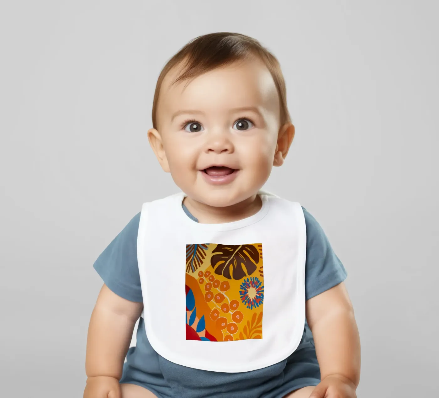 Orange Patterned Bloom bavaglino da Lune Dreams