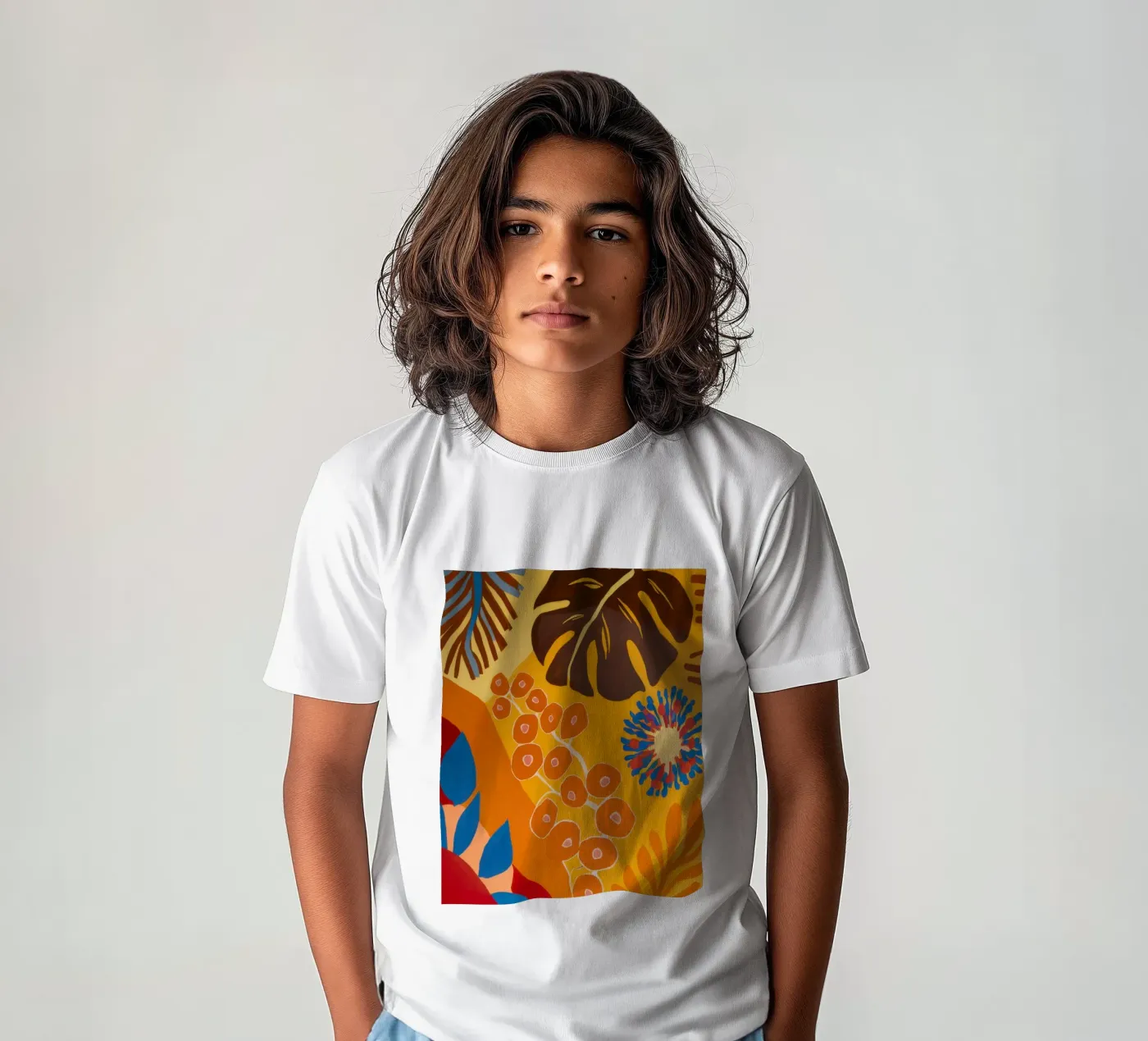 Orange Patterned Bloom t-shirt bambini da Lune Dreams