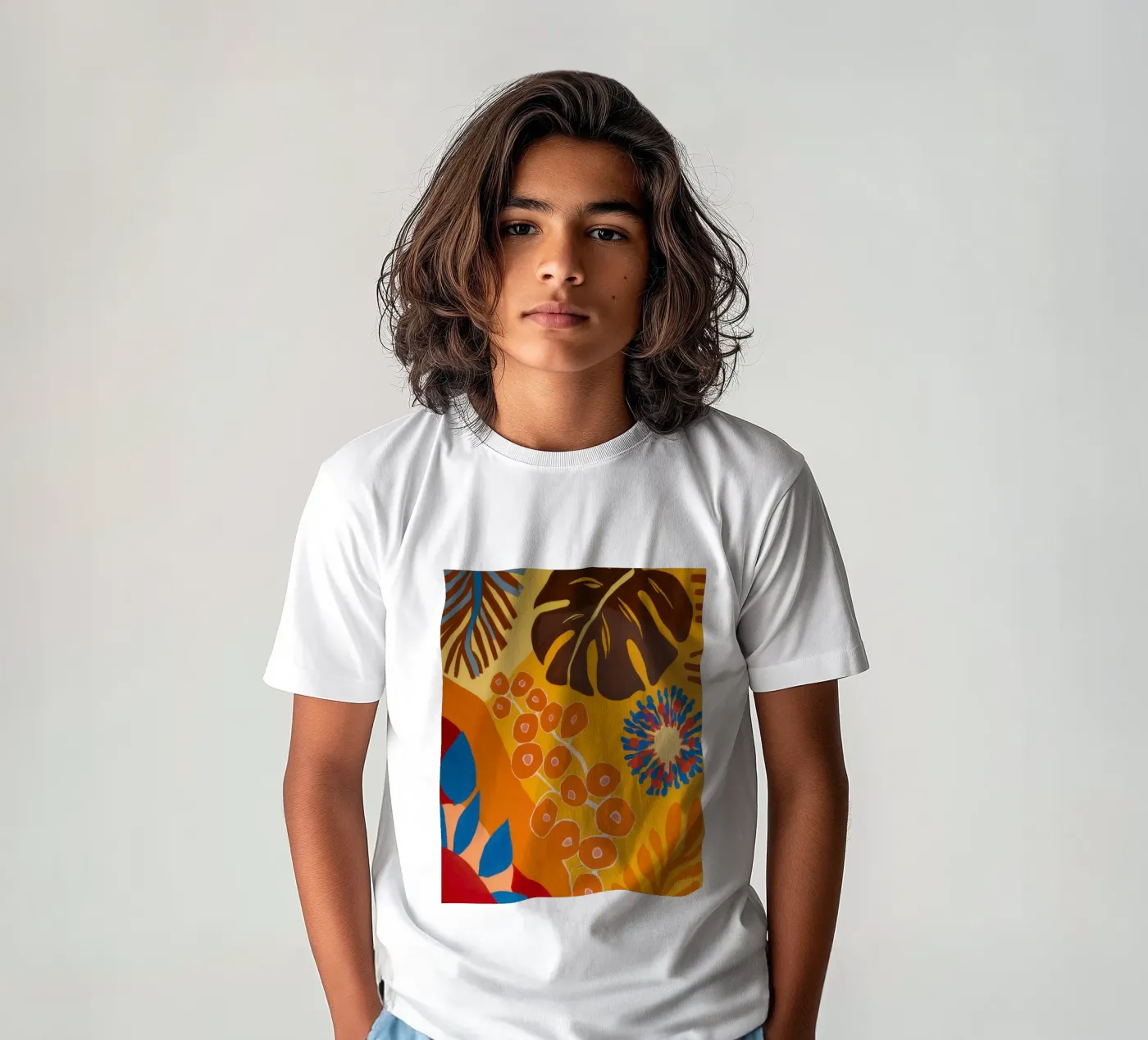 Orange Patterned Bloom t-shirt bambini da Lune Dreams