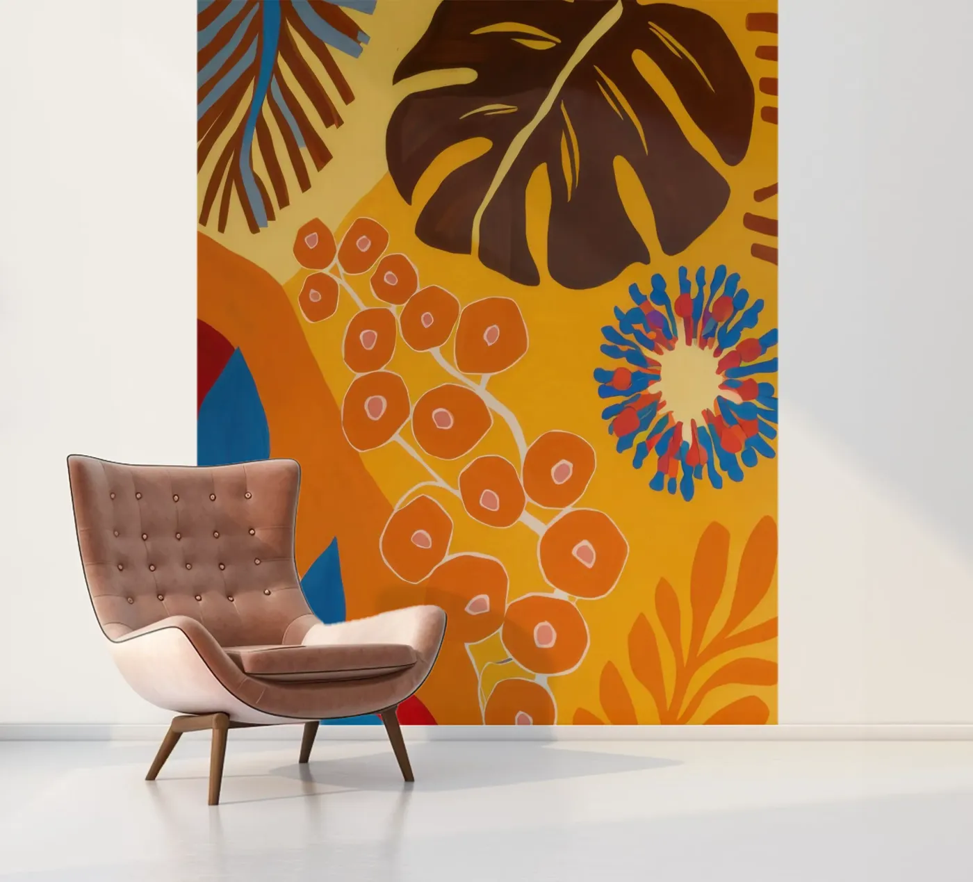 Bloei met oranje patroon fotobehang van Lune Dreams